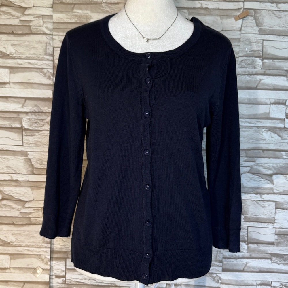 New York & Company Black 3/4 Sleeve Cardigan Sweater